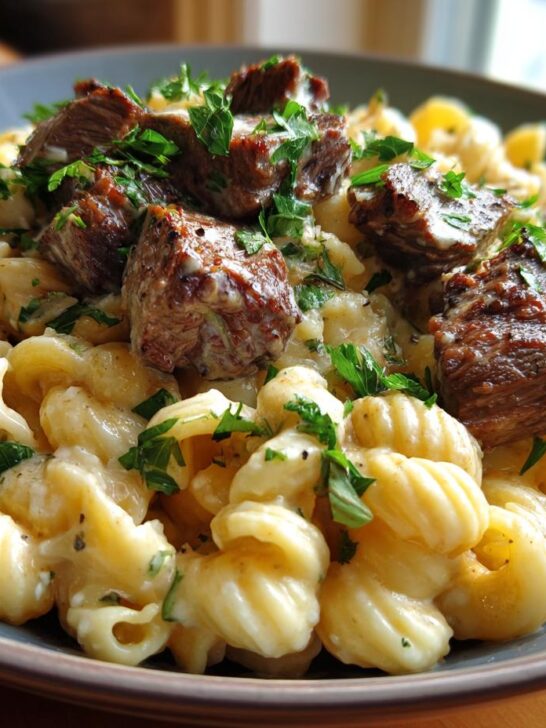 Blitzschnelle Cremige Knoblauch-Parmesan-Steakpasta