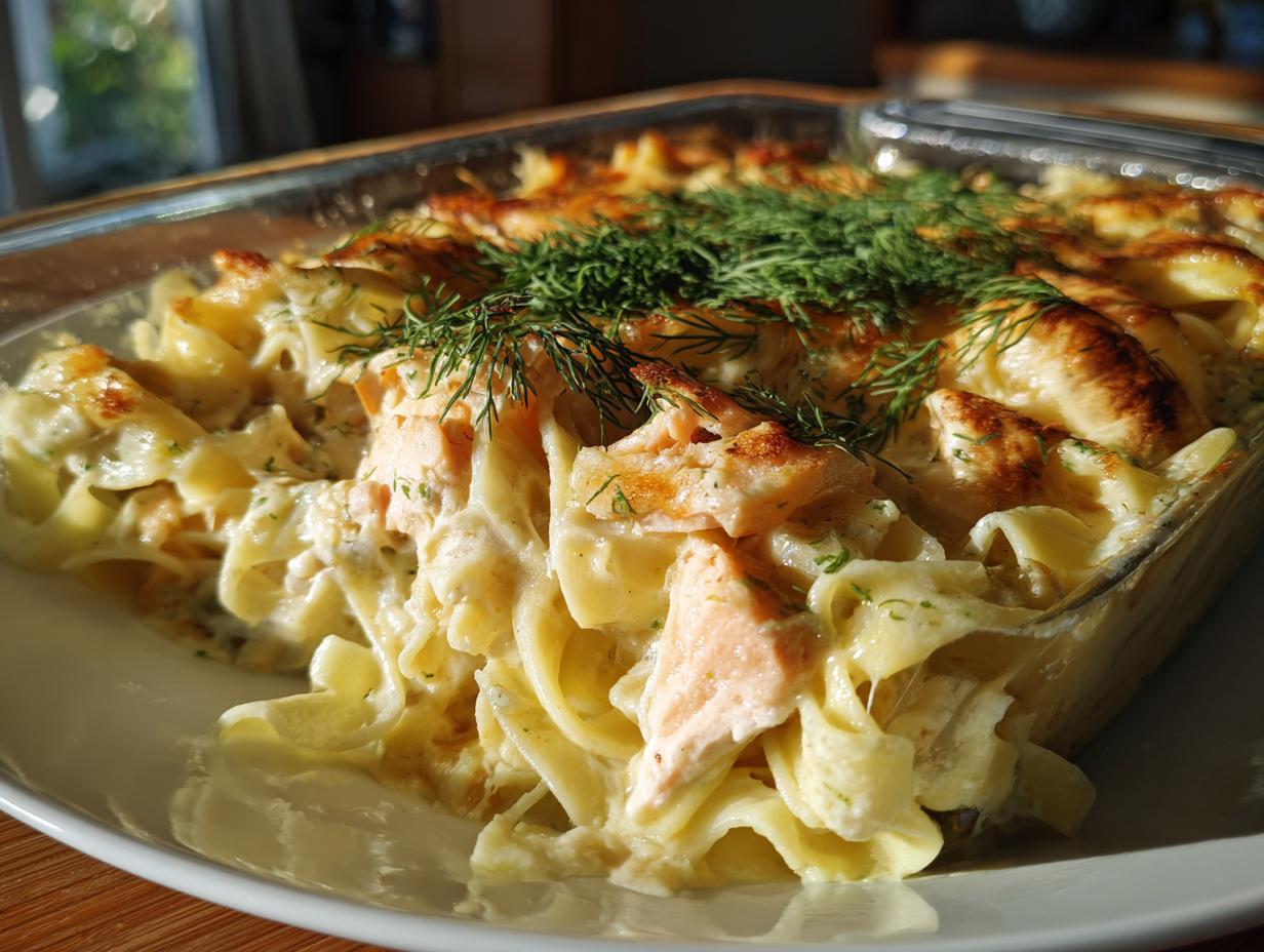 Cremiger Lachsauflauf mit Bandnudeln: 40 Min. Genuss