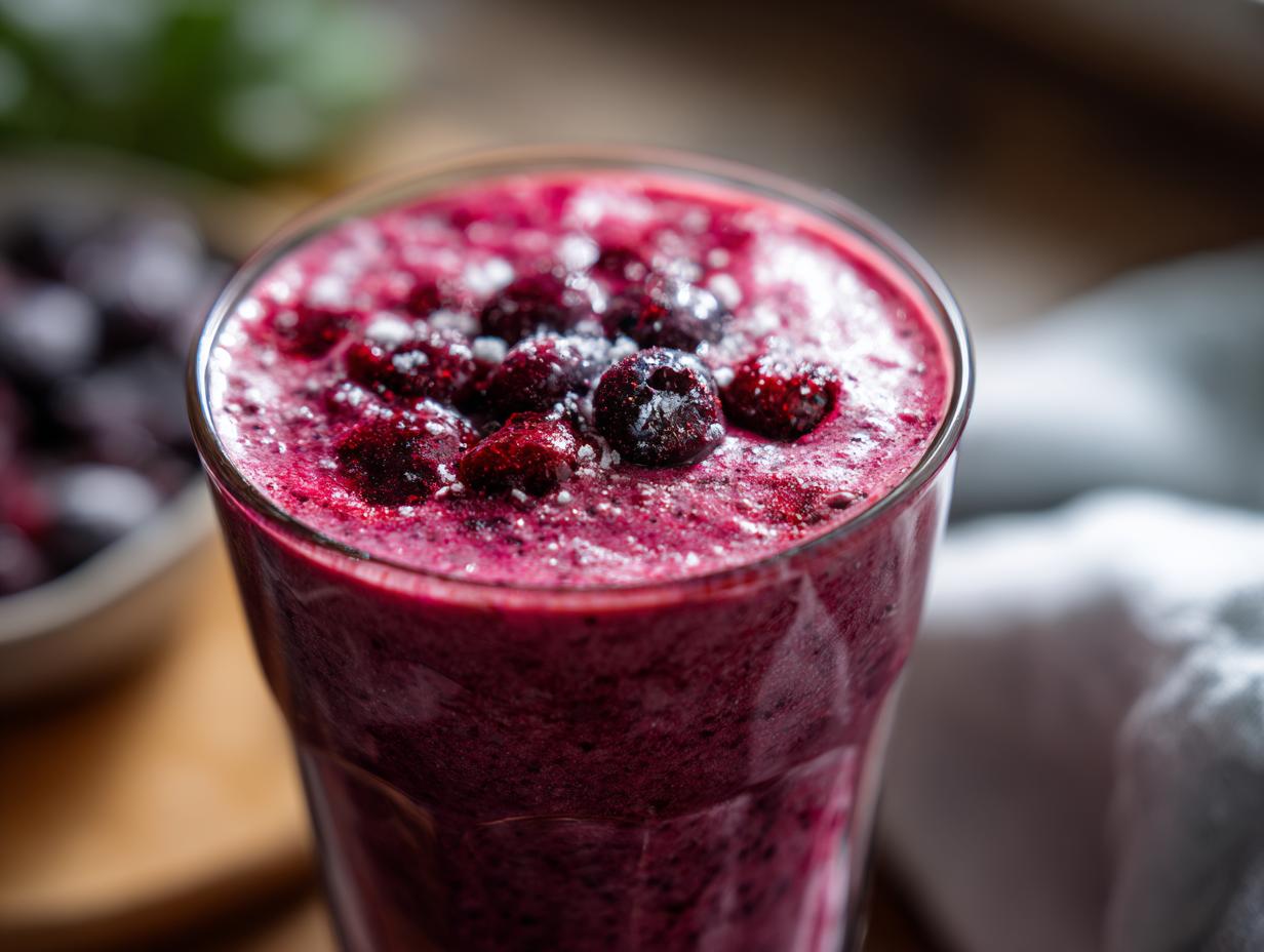 Blitzschneller Frozen Yogurt Shake mit Waldbeeren