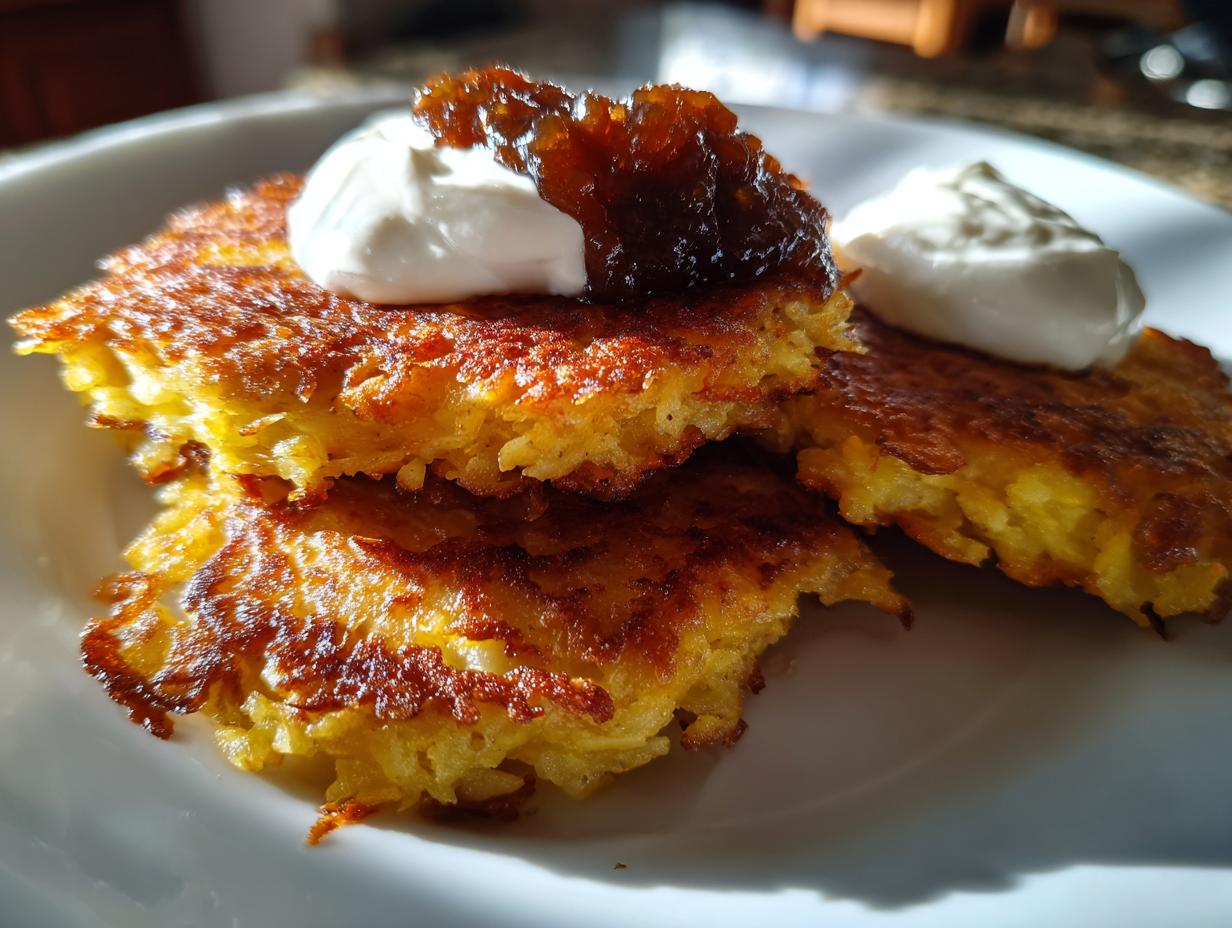 Perfekte Kartoffelpuffer mit Sauerrahm: 1 Stern
