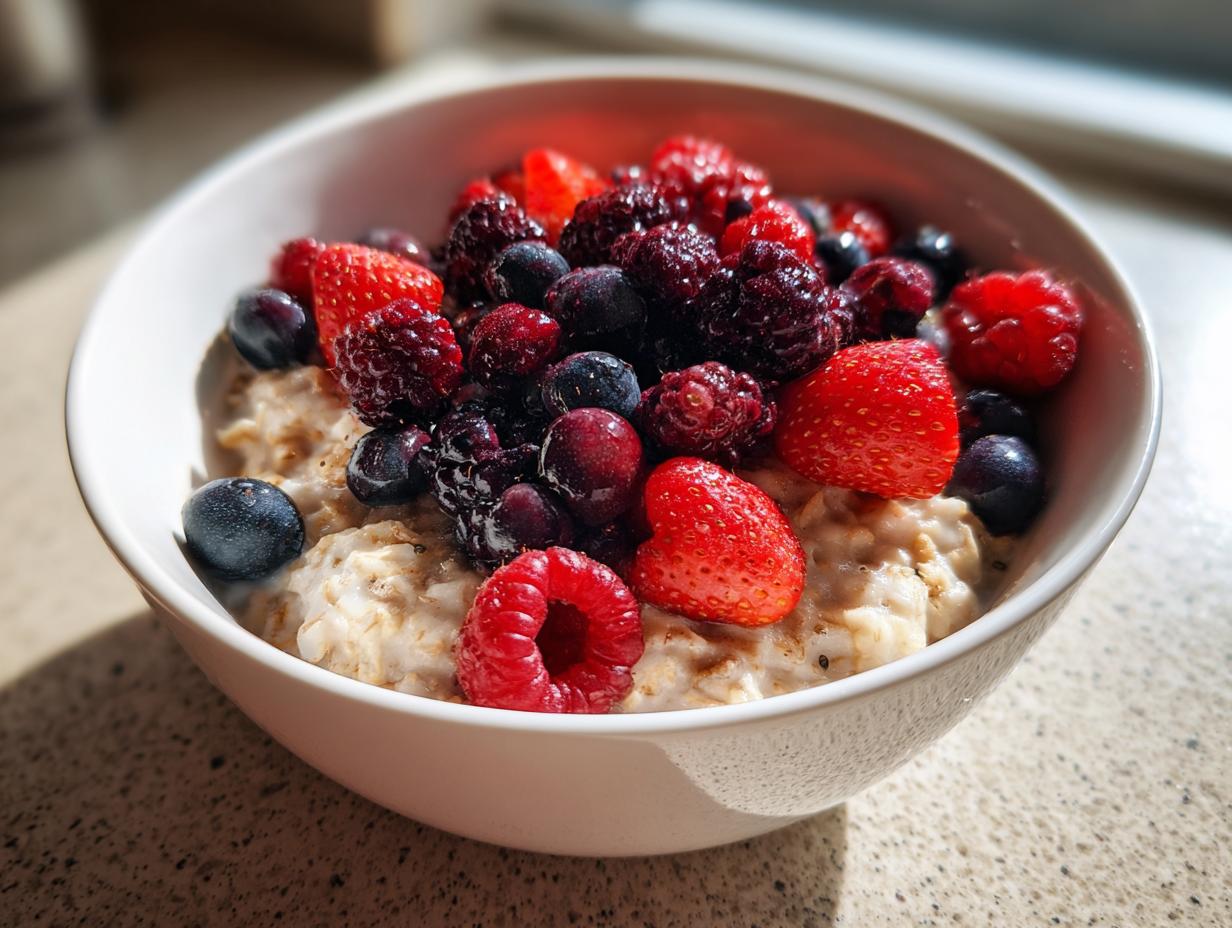 Kraftvolles Porridge mit Chiasamen & Beeren