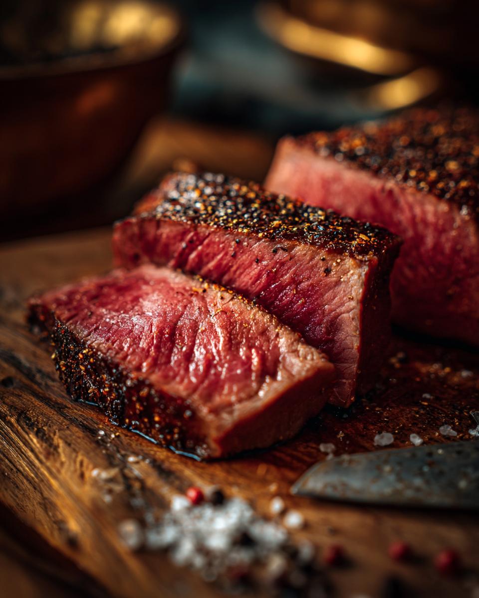 Nahaufnahme von saftigem Rindergeschnetzeltes Zürcher Art, perfekt gebraten und mit Pfeffer gewürzt.