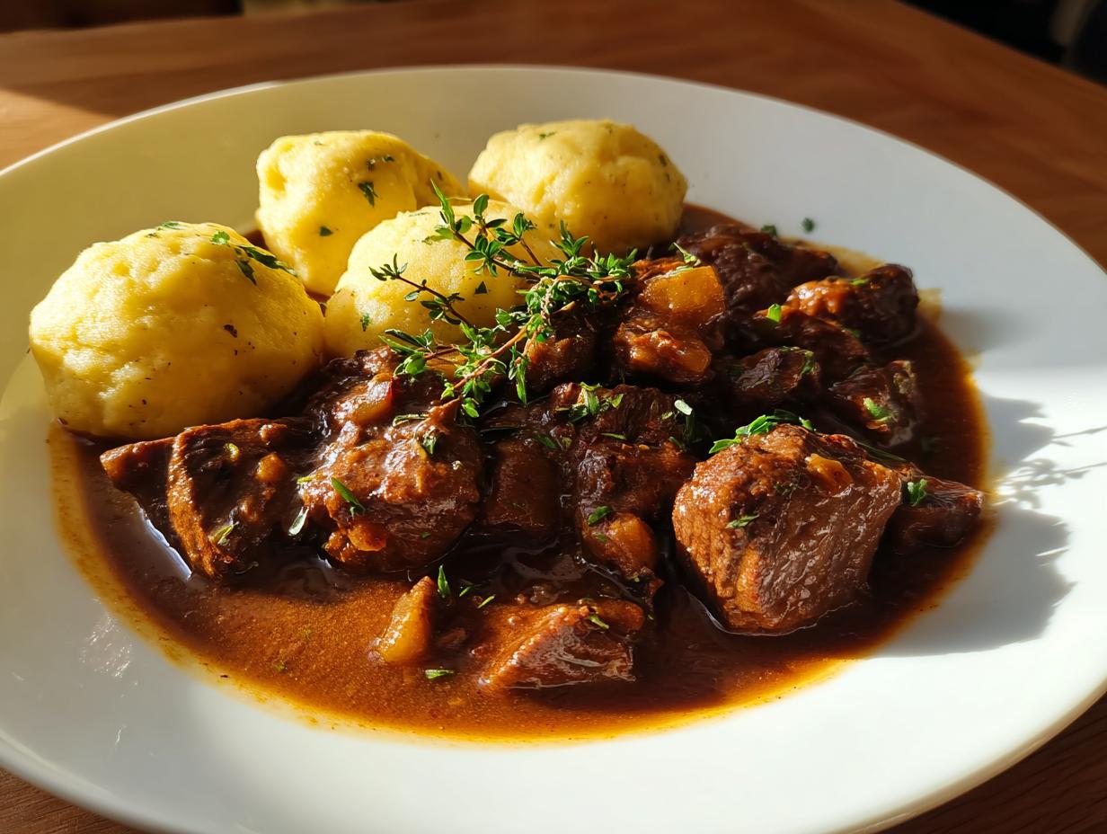 Bestes Saftgulasch mit Butternockerl: 2,5h Zartheit