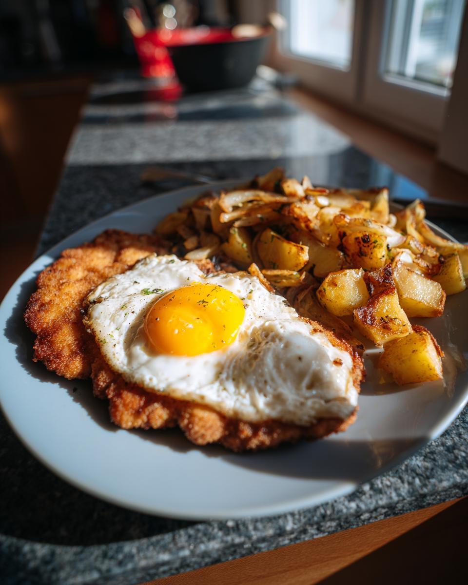 Ein Teller mit Schnitzel 