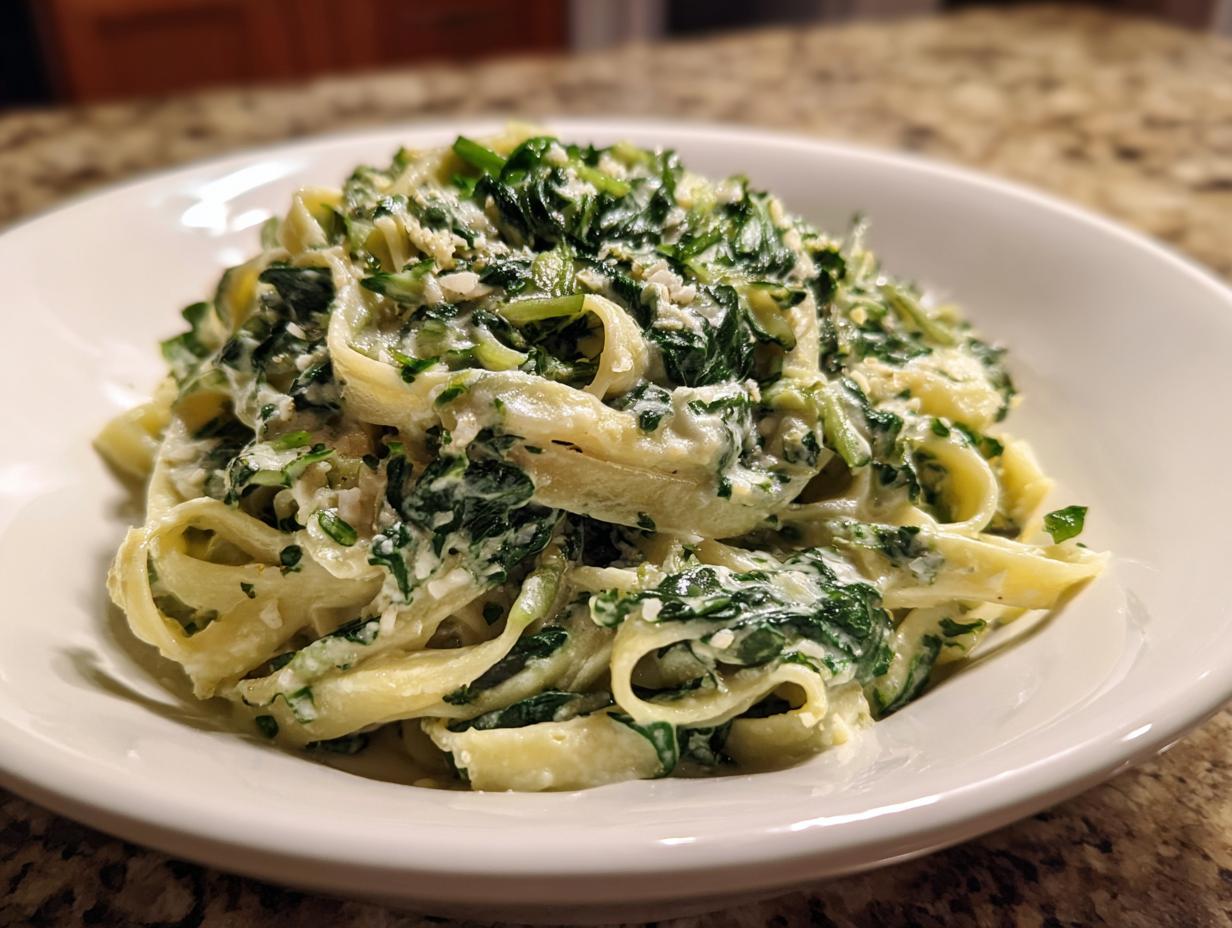 Pasta mit Rahmspinat und Knoblauch: 25 Min Genuss