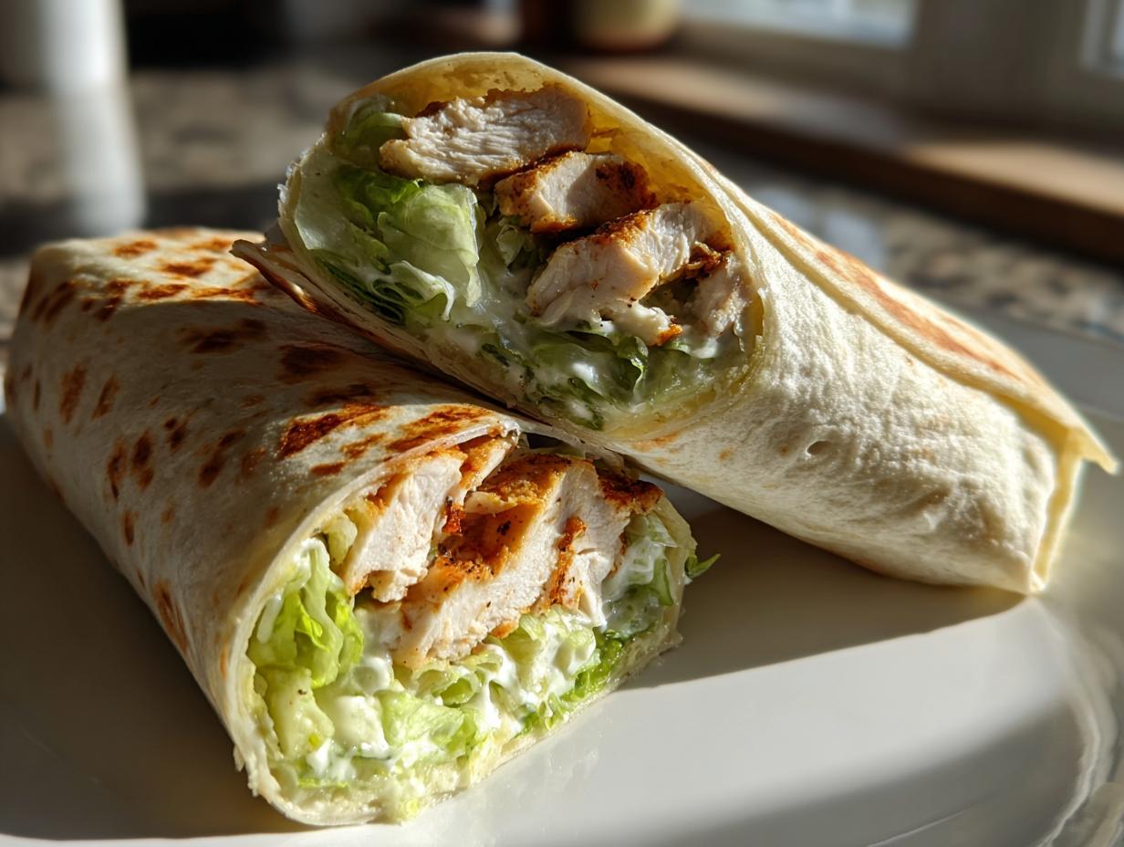 Schneller Chicken Caesar Wrap: 15 Min Rezept