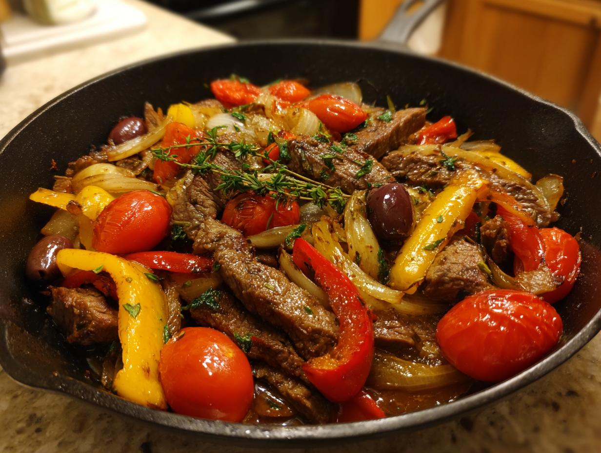 Mediterrane Steakpfanne: 30 Min Genuss