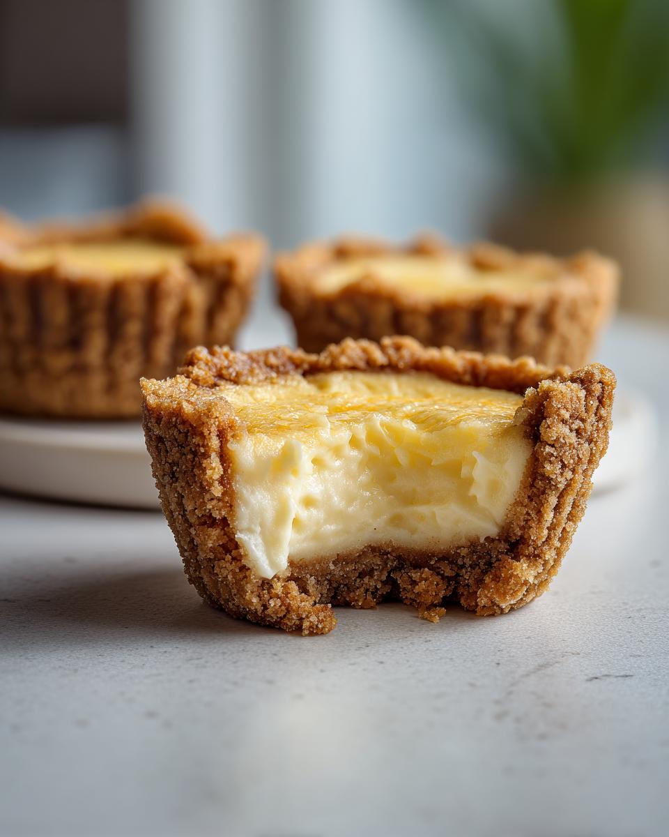 Nahaufnahme eines angeschnittenen Lemon-Curd-Cheesecake-Cups, der den cremigen Käsekuchenkern und den knusprigen Boden zeigt.