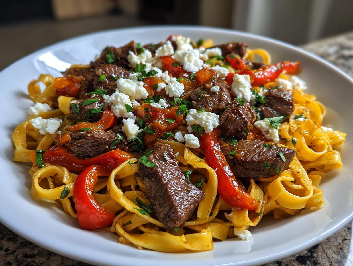 Griechische Steaknudeln: Unter 40 Min fertig
