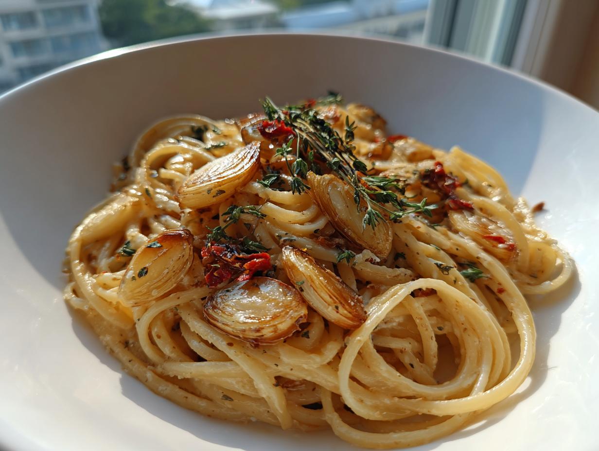 Pasta mit Butter & Röstknoblauch in 25 Min