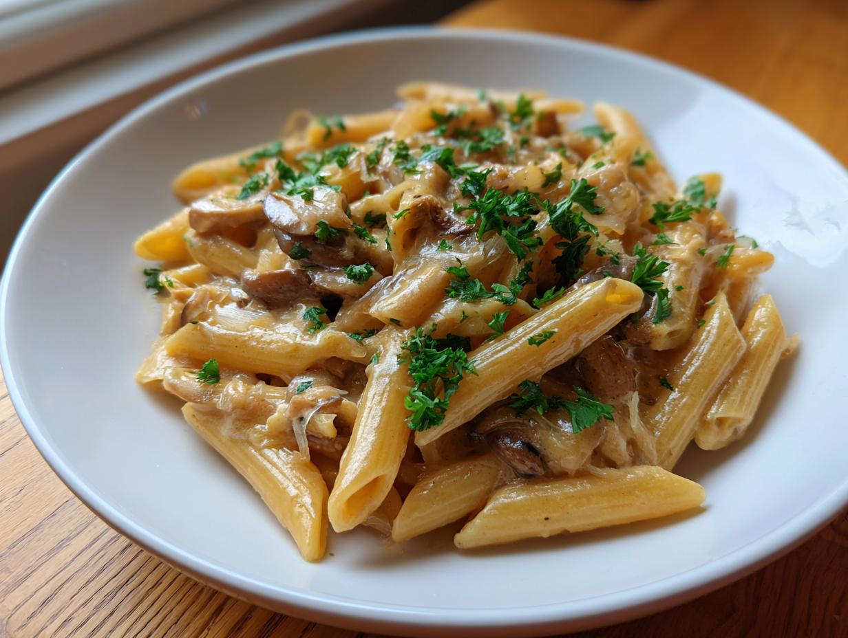 Penne mit Zwiebel-Sahne-Sauce: 30 Min genial