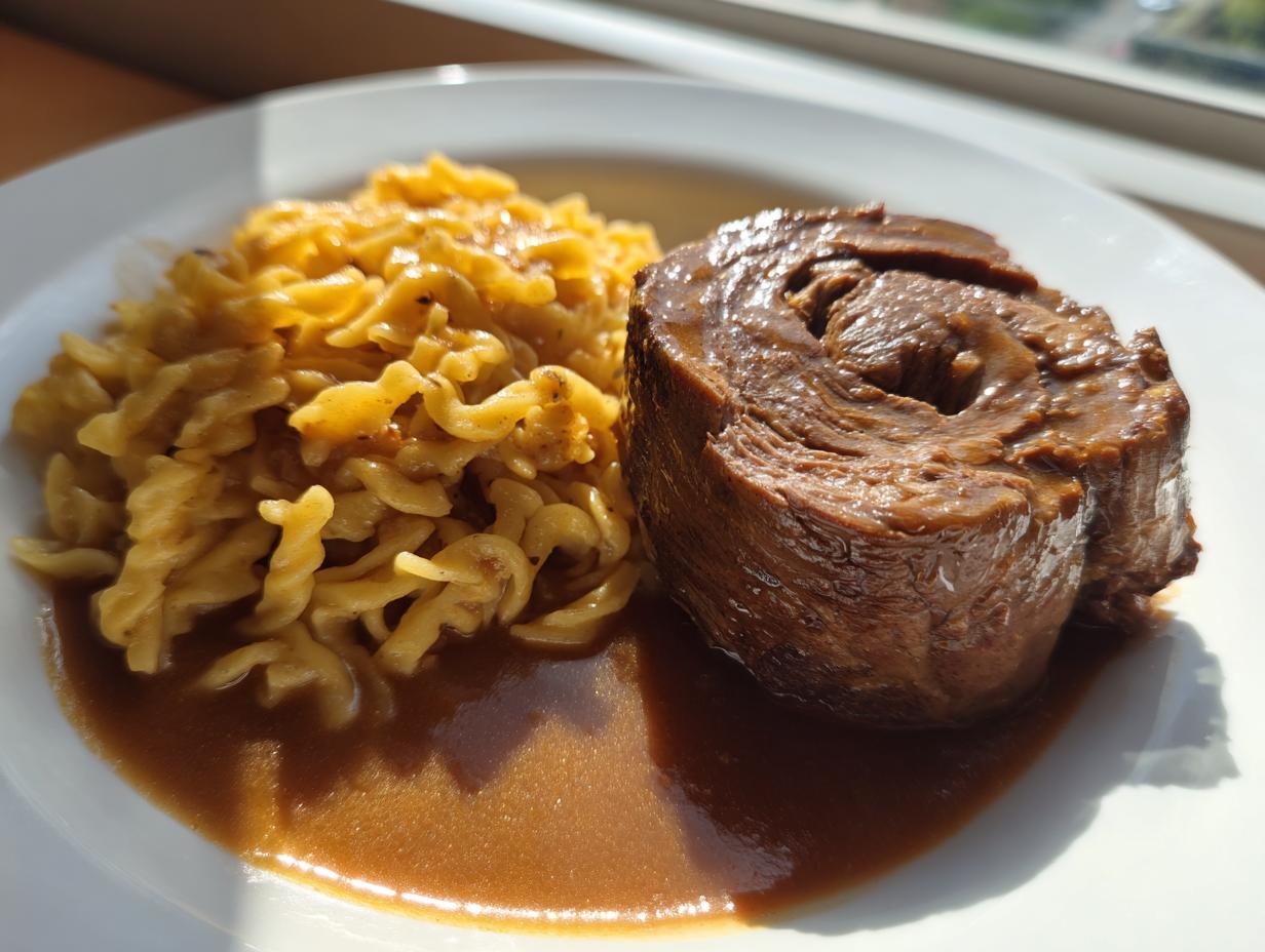 Rinderrouladen mit Spätzle: 1,5 Std Schmorzeit