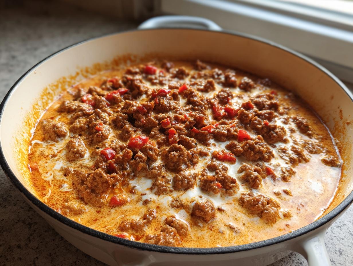 Serbische Hackfleischpfanne mit Sahne: 40 Min