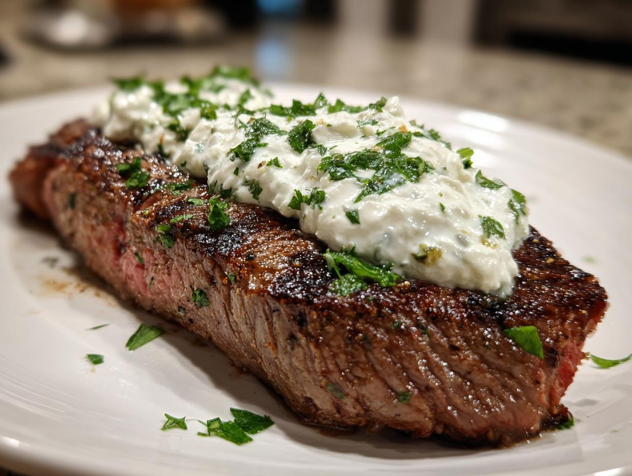 Steak mit Zitronen-Knoblauch-Joghurt: 20 Min