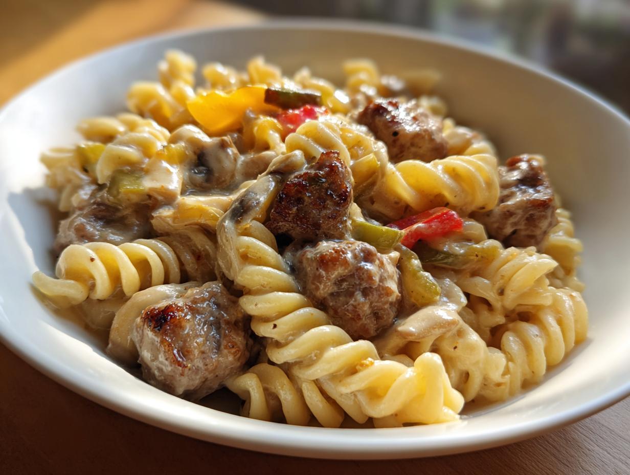 Nudelpfanne mit Bratwurststücken: 35 Min Gericht