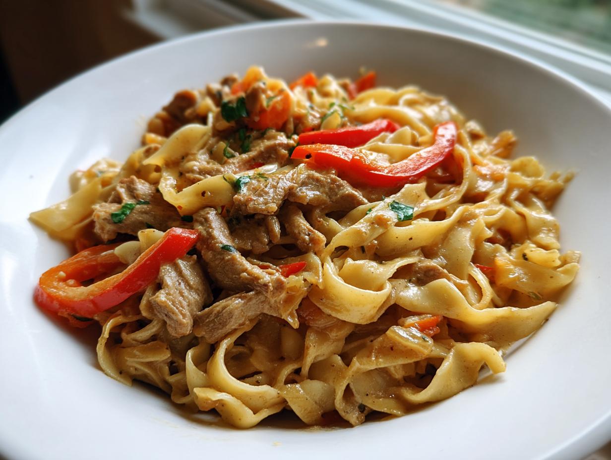 Nudelpfanne mit Gyrosstreifen: 35 Min. fertig